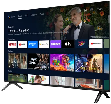 TCL QLED Google TV in woonkamer op tv-meubel