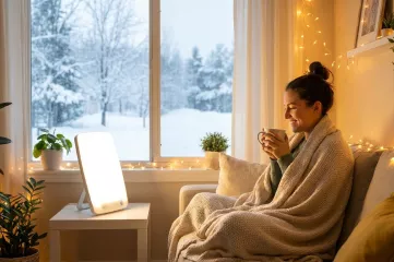 vrouw met koffie in de hand